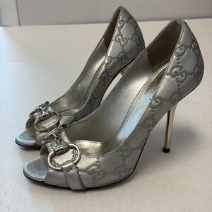 Gucci Metallic Silver Women's Heels